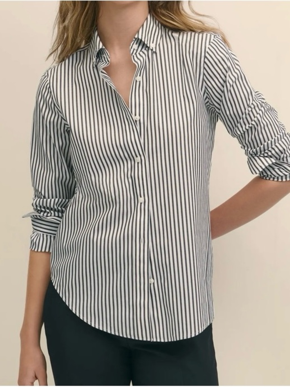 Classic Fit Women’s Supima Cotton Non-Iron Stripe Dress Shirt